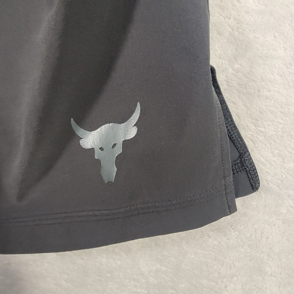 Under Armour Project Rock Training Shorts Mens XL Black Excellent HeatGear 8in - Picture 11 of 12